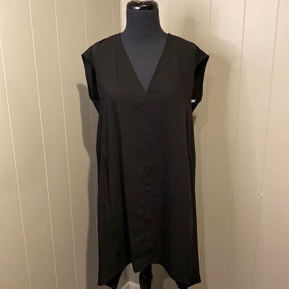 Rachel Rachel Roy Dress Extra Small Black Pockets V-Neck Uneven round Hem - Picture 1 of 9